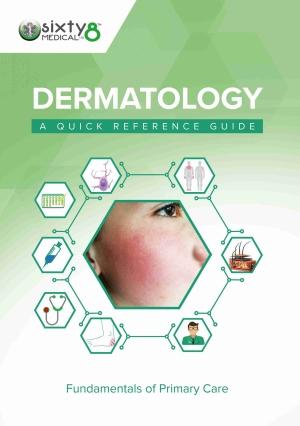 Green book cover for 'Dermatology: A Quick Reference Guide'