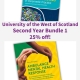 Shows books included in the 'University of the West of Scotland Second Year Student Bundle 1, 25% off'.
