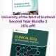 Shows books included in the 'University of the West of Scotland Second Year Student Bundle 2, 25% off'.