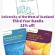 Shows books included in the 'University of the West of Scotland Third Year Student Bundle, 25% off'.