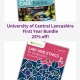 Shows books included in the 'University of Central Lancashire First Year Student Bundle, 25% off'