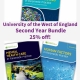 Shows books included in the 'University of the West of England Second Year Student Bundle, 25% off'.